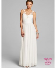 WD 245 Свадебное платье в молочном цвете на бретелях с кружевом