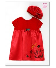 DP 001 Красное детское платье и берет