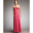V 157  Платье ампир из шифона кораллово-розовое 
