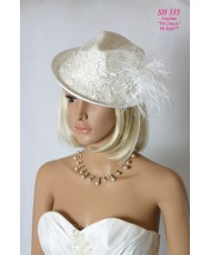 Свадебная шляпа-федора в бело-молочном цвете SH 335