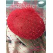 SH 485 Шляпка кружевная красная с вуалью