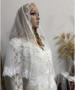 NK 016-1  Хустка біла сіточка широка