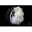 SH 274-1 Ободок с вуалью с розами в цвете айвори-персик