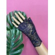 PR 141-1 Черные с фиолетовым кружевные перчатки без пальцев