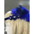 SH 581 Повязка яркая синяя с перьями и бисером