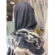 NK 075-light blue  Палантин голубой хлопок с вышивкой