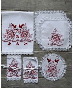 PL 079-red Набір Вінчальний білий-бордо