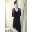V 028-b Платье из шифона черное с бахромой 