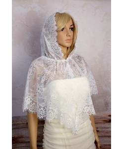 SHB 139 Накидка-платок с капюшоном белая