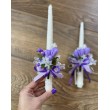 SV 016-fiolet Пара свічок з фіолетовими квітами