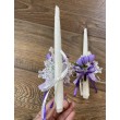 SV 016-fiolet Пара свічок з фіолетовими квітами