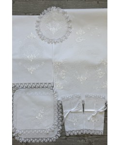 PL 148  Набір бавовна біла квіти-голубки