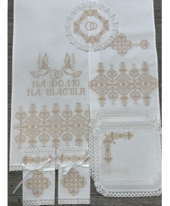 PL 153-3152  Набір бавовна візерунок хрестик зол-беж 