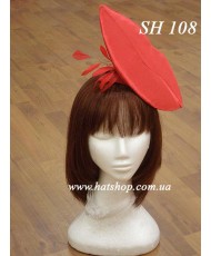 Шляпка коктейльная в форме губ красного цвета SH 108