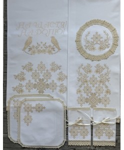 PL 140-5444-41-domik  Набір рушників домоткане хрестик беж 