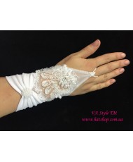 PR 124 Белые перчатки с атласным манжетом  