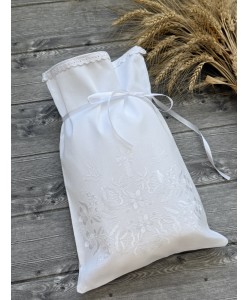 MI 108-white  Мішечок квіти білий 28x41