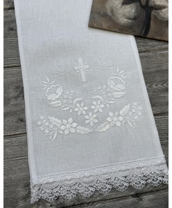 RU 108-EV-len Рушничок льон білий вишивка 20х150