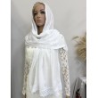 NK 137  Шаль натуральна біла з натур мереживом 60х166см