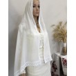 NK 137  Шаль натуральна біла з натур мереживом 60х166см