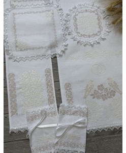 PL 177-2-3026-3176  Набір рушників вінчальний бавов пудра-айв хрестик
