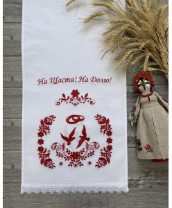 RU 173-long-red  Рушник мальва червоний  бавов 40x200