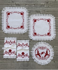 PL 173-red-mini  Набір платочків бавов червона мальва