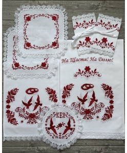 PL 173-red Набір платочків та рушників бавов червона мальва