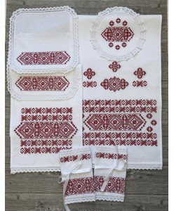 PL 121-red-xb Набір рушників та платочків бавовна червон геометрія