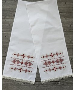 PL-RU 199-3060-3177-para  Пара рушників бавовна бордо-айворі хрестик 30х150