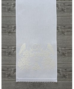 RU 145-linen-5401  Рушник льон білий-айв 30х150см