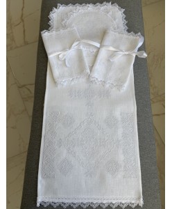 PL 174-linen-led Набір рушників та платочків льон ромб 
