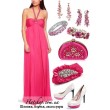 V 157  Платье ампир из шифона розового цвета